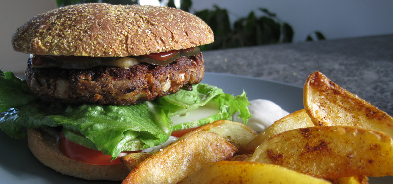 Vegansk burger med både og vegansk mayonnaise!